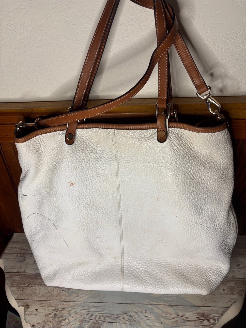 Asia Bellucci white genuine leather satchel - Picture 6 of 16